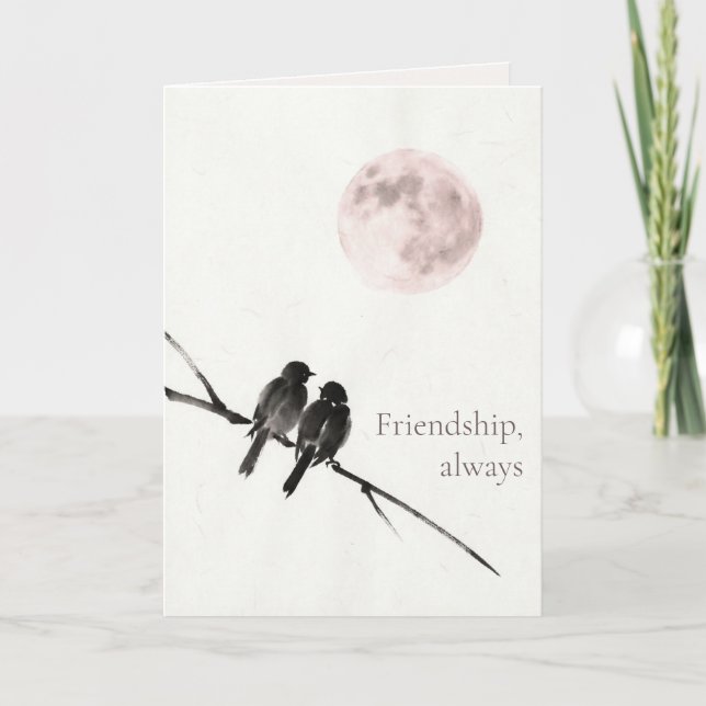 Two Birds Sumi-E | Friendship, Always | Galentines Holiday Card (Front)