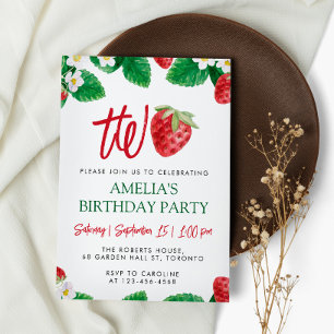 Two Birthday Summer Strawberry Berry Sweet  Invitation