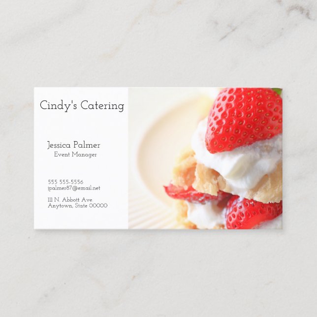 Two-bite strawberry shortcake business card (Front)