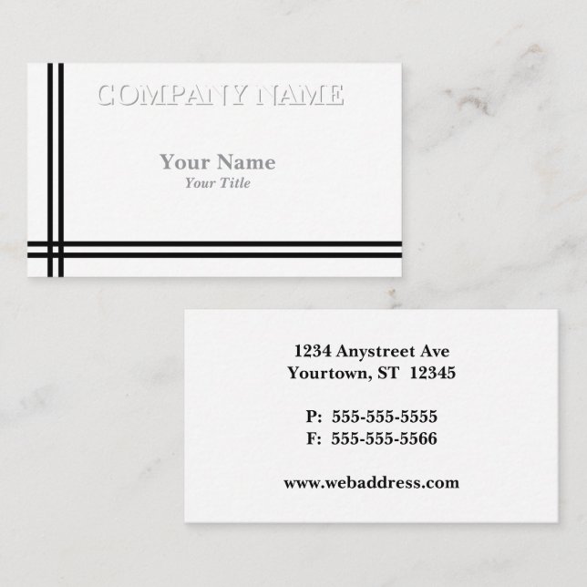 Two Black Bars Generic Professional Adaptable Business Card (Front/Back)