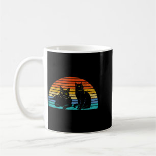 Two Black Cats Colourful Background Cat Lovers Coffee Mug