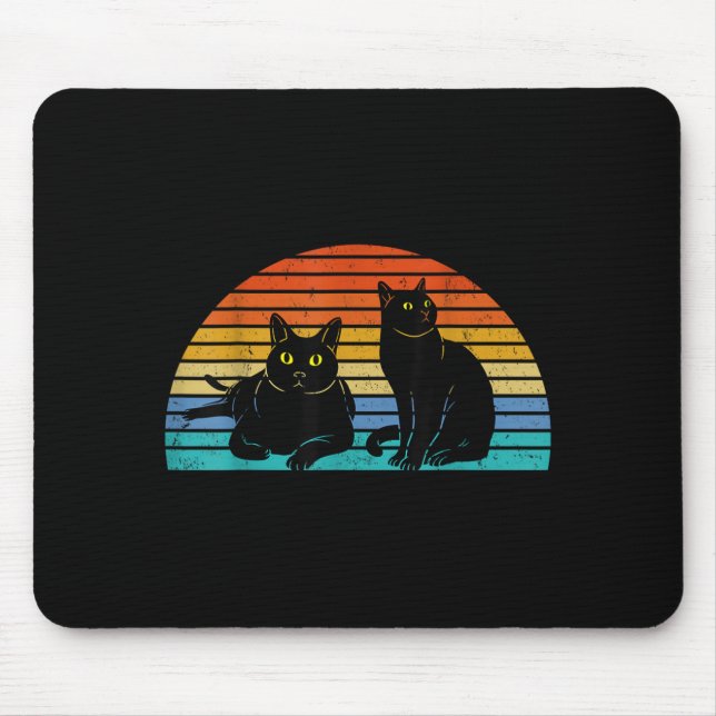 Two Black Cats Colourful Background Cat Lovers Mouse Mat (Front)