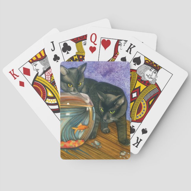 Two Black Cats | Colourful Feline Watercolor Playing Cards (Back)
