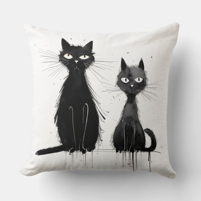 Two Black Cats Design Cushion (Front)