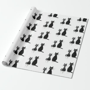 Two Black Cats Design Wrapping Paper