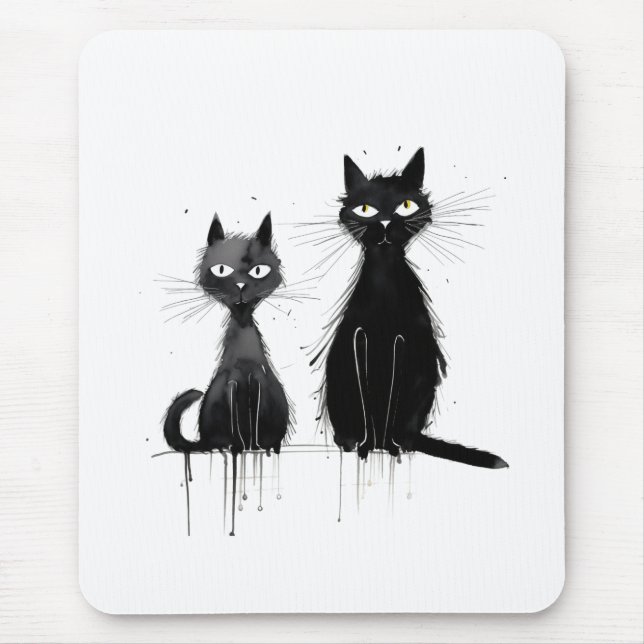 Two Black Cats  Mouse Mat (Front)