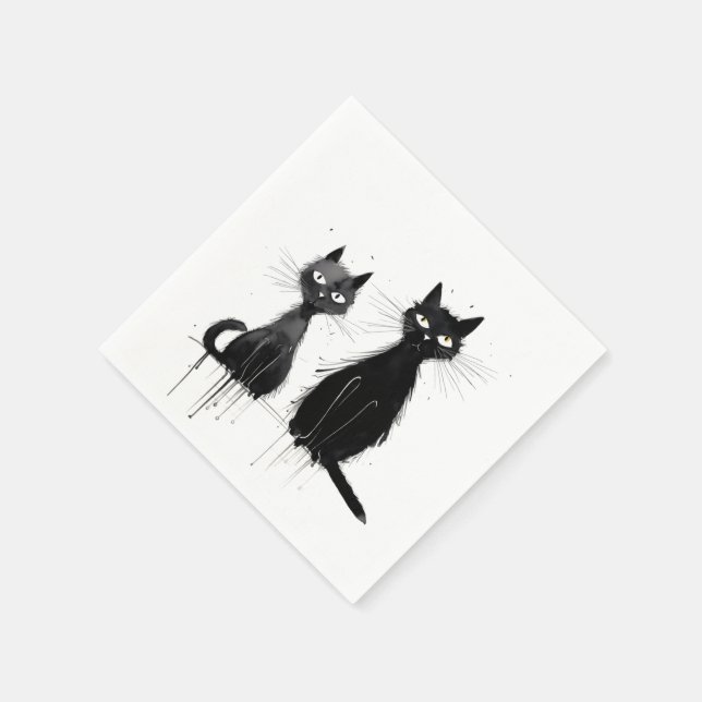 Two Black Cats Napkin (Corner)
