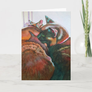 Two Black Cats on the Windowsill Card