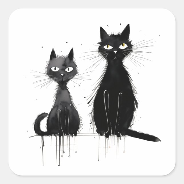 Two Black Cats Square Sticker (Front)