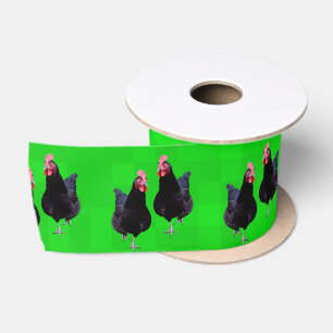 Two Black Curious Chickens, Satin Ribbon