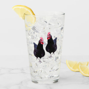 Two Black Funky Chickens, Glass