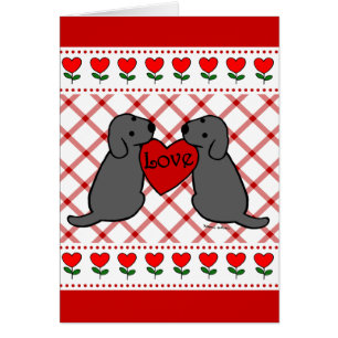 Two Black Labradors with Love Cartoon