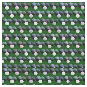Two Black Lawn Bowls With Jack On Green, Fabric