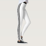Two Black Side Stripe White Leggings Your Colours<br><div class="desc">Custom Colours Modern Sports Migned Design Side Stripes Leggings - Choose / add your favourite stripe and legging / background colours / text / name ! 
Enjoy - Be Happy :)</div>