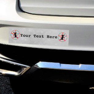 Two black Sitting Cats Red Pentagram Circle Grey Bumper Sticker