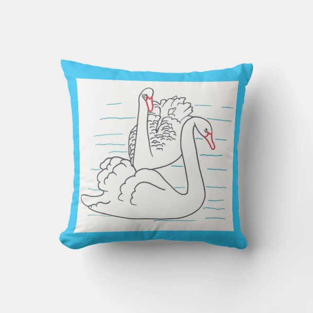Two Black Swans Drawing Custom Pillows (Front)