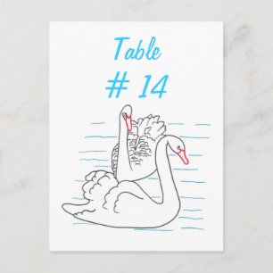 Two Black Swans Drawing Table Number Postcards