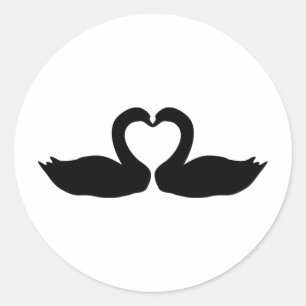 two black swans icon classic round sticker
