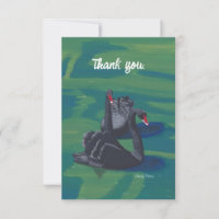 Two Black Swans Swimming Thank you Cards