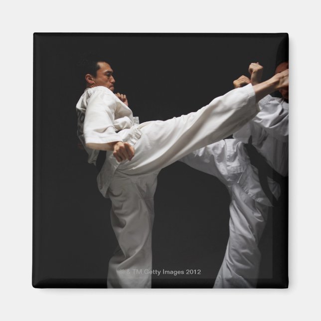 Two Blackbelts Sparring Magnet (Front)