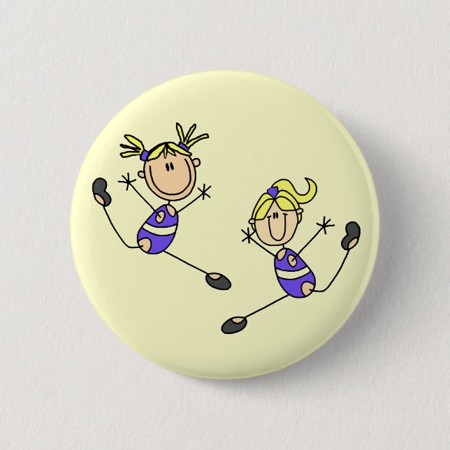 Two Blonde Girl Gymnast Tshirts and Gifts 6 Cm Round Badge (Front)