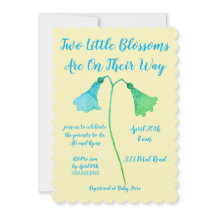 Two Blossoms Blue Flower Twins Baby Shower