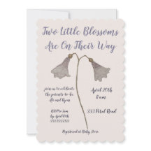 Two Blossoms Purple Flower Twins Baby Shower
