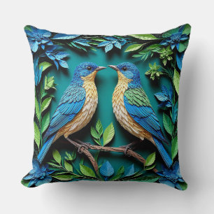 Two Blue and Yellow Birds Cushion