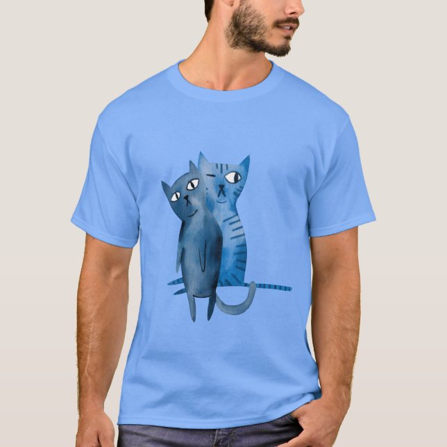 Two blue cats vintage T-Shirt (Front)
