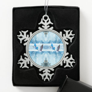 Two Blue Christmas Geese Ornament