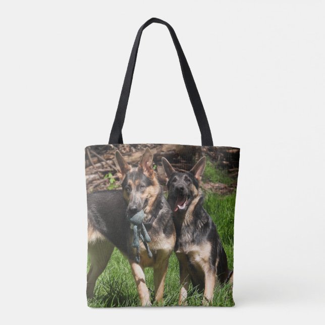 Two Blue German Shepherd Dogs Tote Bag (Back)