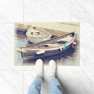 Two Boats in a Harbour Rustic Nautical Medium Doormat