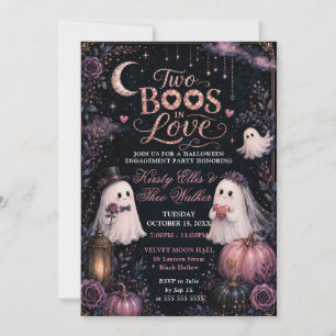 Two Boos in Love Halloween Engagement Party Invitation