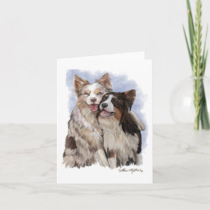 Two Border Collie Buddies cartoon Card