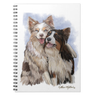 Two Border Collie Buddies cartoon Notebook