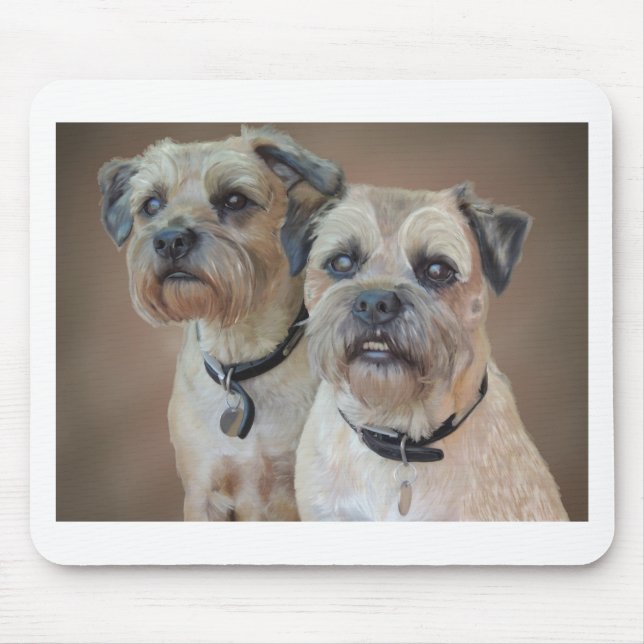 Two Border terriers Mouse Mat (Front)