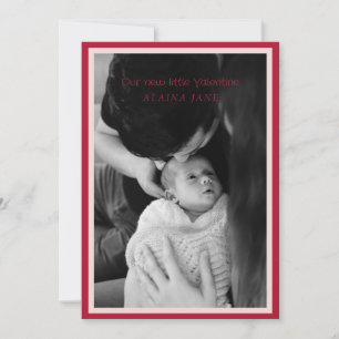 two bordered modern valentine birth announcement