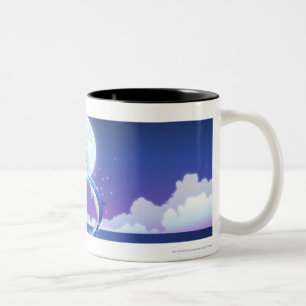 Two bottle-nosed dolphins jumping out of water Two-Tone coffee mug