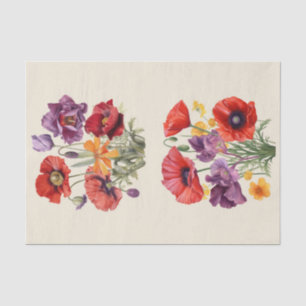 Two Bouquets of Wildflowers Featuring Poppies Tissue Paper