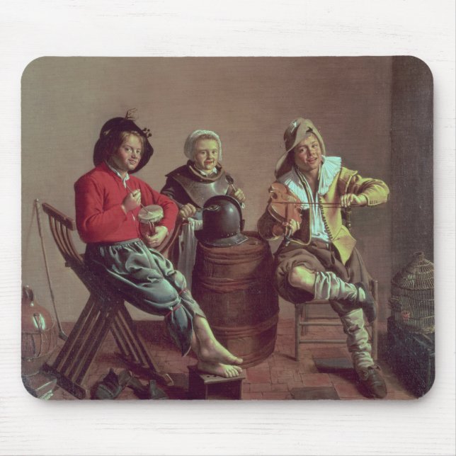 Two Boys and a Girl Making Music, 1629 Mouse Mat (Front)