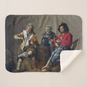 Two Boys and a Girl Making Music (Musicians) Sherpa Blanket