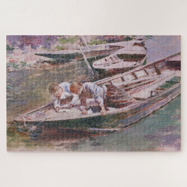 Two Boys in a Boat (by Theodore Robinson) Jigsaw Puzzle (Horizontal)
