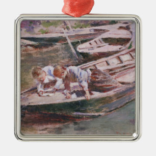 Two Boys in a Boat (by Theodore Robinson) Metal Tree Decoration
