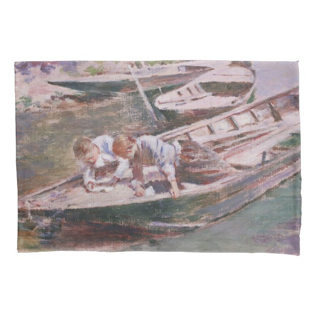 Two Boys in a Boat (by Theodore Robinson) Pillowcase (Front-Left)