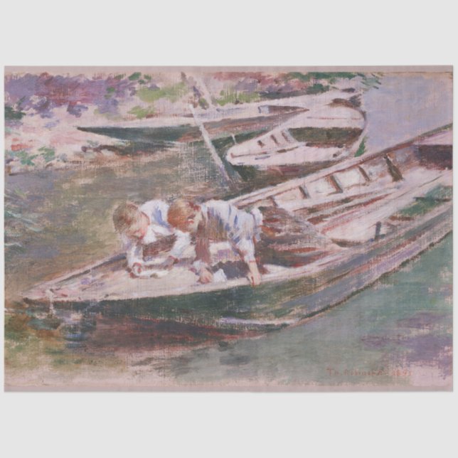 Two Boys in a Boat (by Theodore Robinson) Tissue Paper (Front)