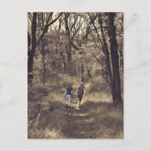 Two Boys On a Forest Path Postcard