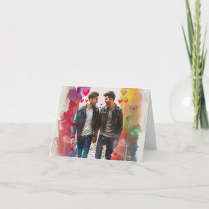 Two Boys Valentine's Day Digital Print  Holiday Card