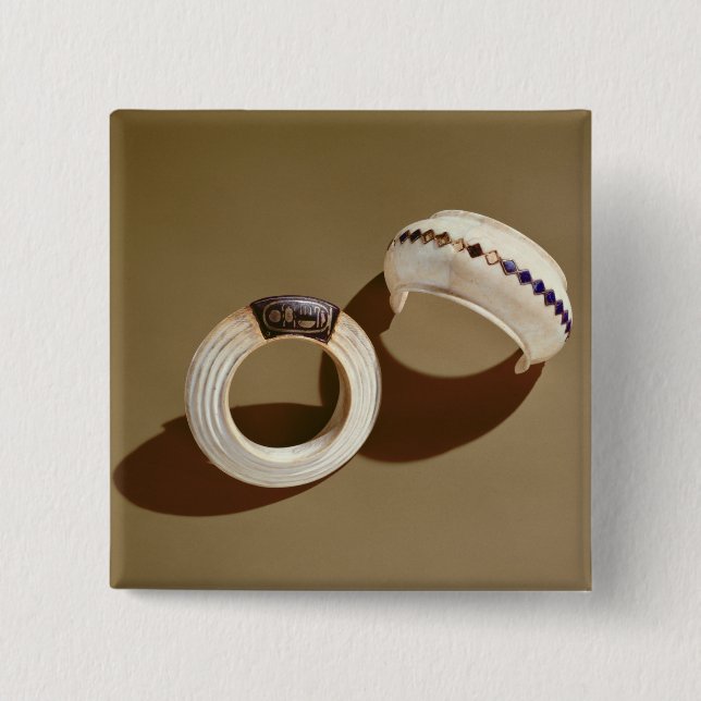 Two bracelets, from the Tomb of Tutankhamun 15 Cm Square Badge (Front)