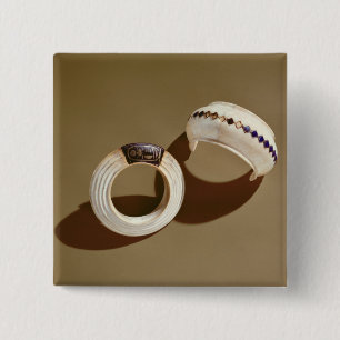 Two bracelets, from the Tomb of Tutankhamun 15 Cm Square Badge