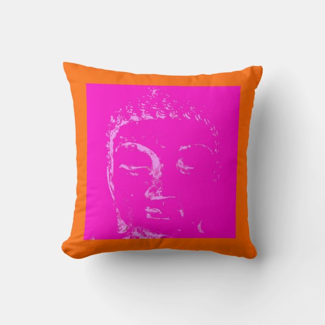 Two Branching Out pink/orange buddha pillow (Front)